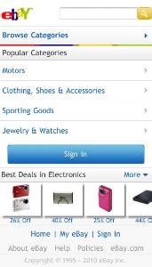 ebay mobile site.